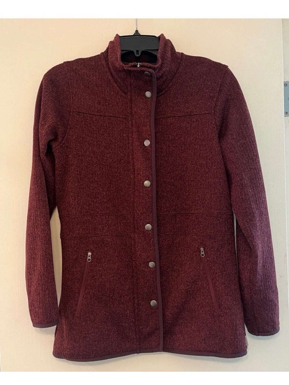 Eddie Bauer Burgundy Snap-Front Knit Field Coat Jacket